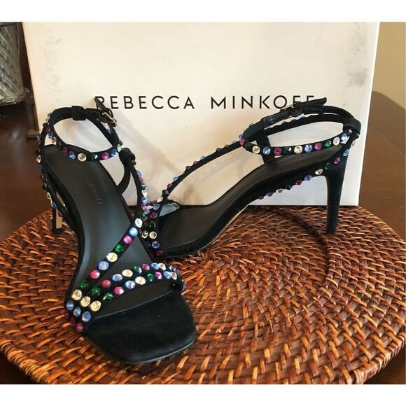 REBECCA MINKOFF - 🎉HP🎉 L Sz 6.5 (37) Nanine Suede & Crystal 3” Heels NEW IN BOX! - Picture 14 of 16